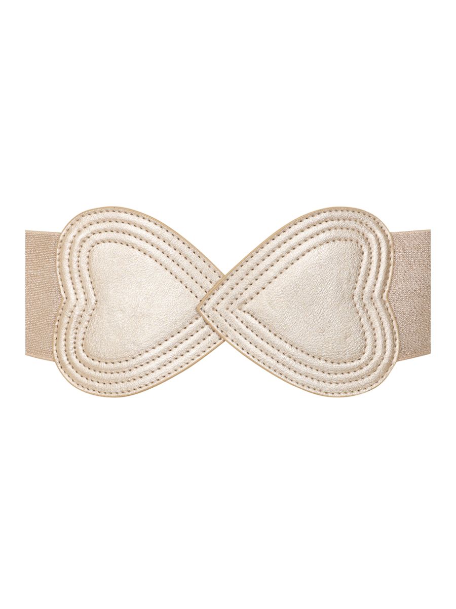BANNED Heartbeat Elastic Belt   Retro and Rockabilly Heart Elasticated Belt Gold