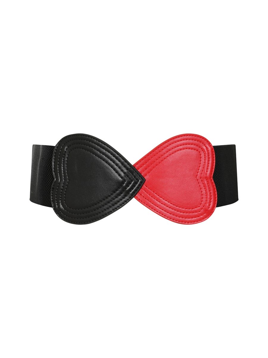 BANNED Heartbeat Elastic Belt   Retro and Rockabilly Heart Elasticated Belt Red/Black