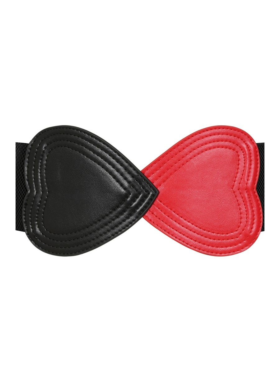 BANNED Heartbeat Elastic Belt   Retro and Rockabilly Heart Elasticated Belt Red/Black