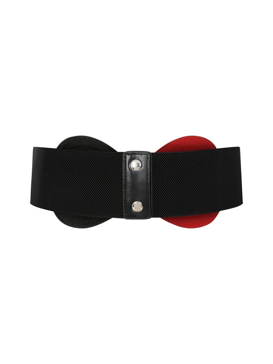 BANNED Heartbeat Elastic Belt   Retro and Rockabilly Heart Elasticated Belt Red/Black