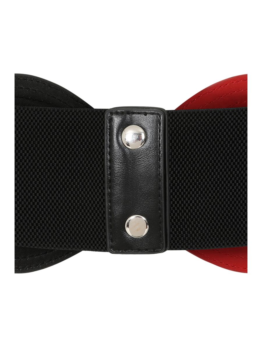 BANNED Heartbeat Elastic Belt   Retro and Rockabilly Heart Elasticated Belt Red/Black