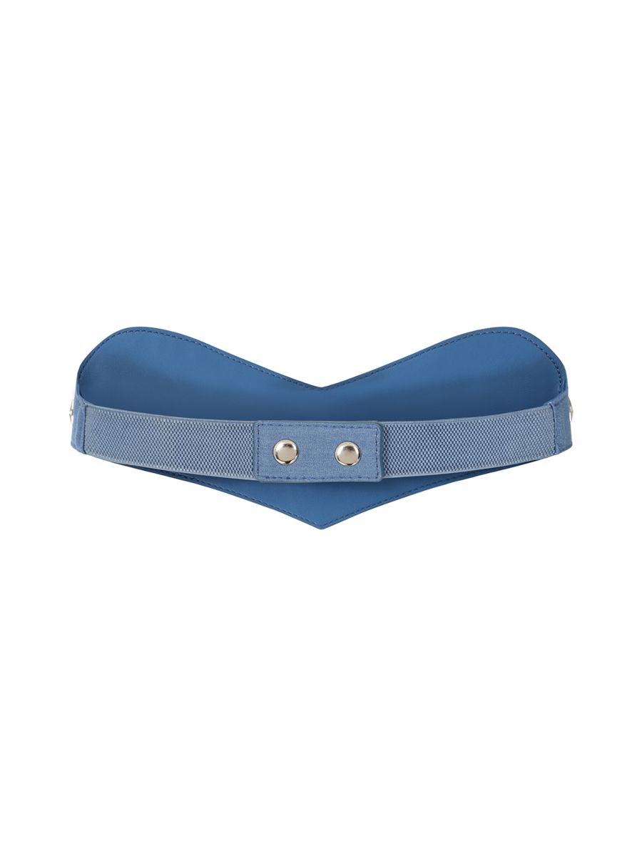 BANNED Marilou Swallow Belt   Retro Embroidered Denim Belt with Swallow Design Blue