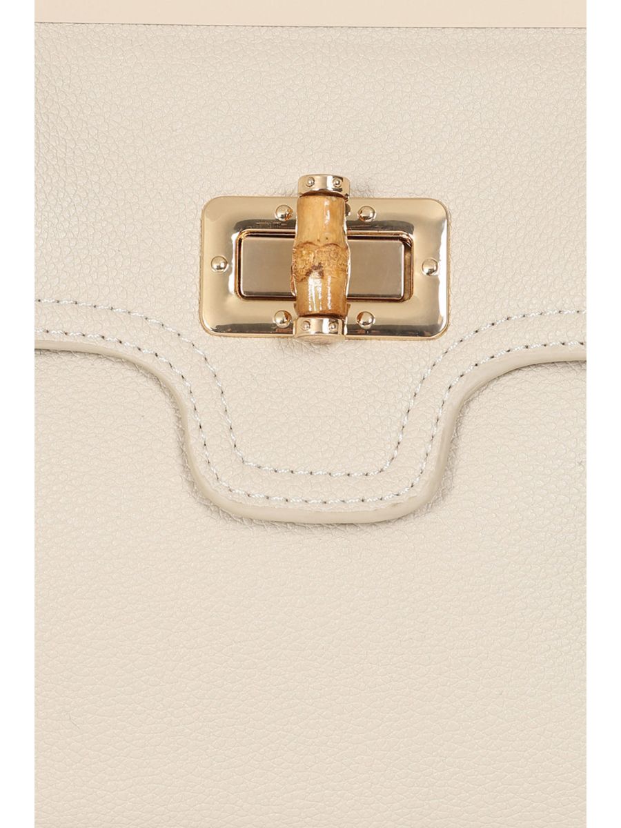 BANNED Aurora Bamboo Handle Handbag | 1950s-Inspired Sustainable Fashion-Cream-One Size
