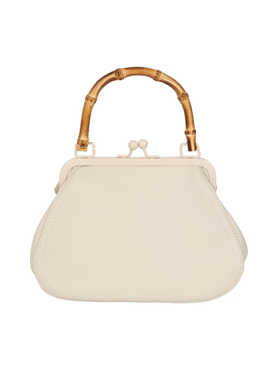 BANNED Aurora Bamboo Handle Handbag | 1950s-Inspired Sustainable Fashion-Cream-One Size