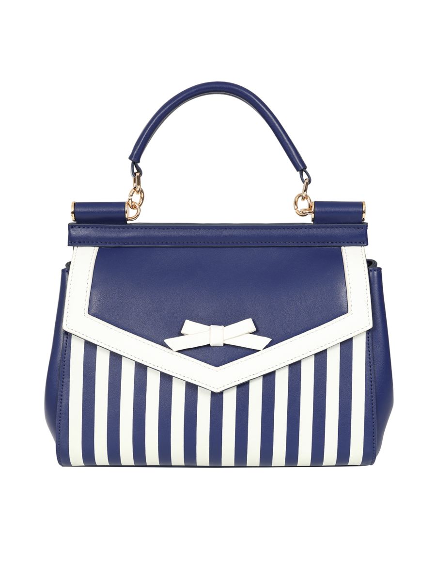 BANNED Ravello Nautical Stripe Handbag | 1940s-Inspired Maritime Style-Navy-One Size