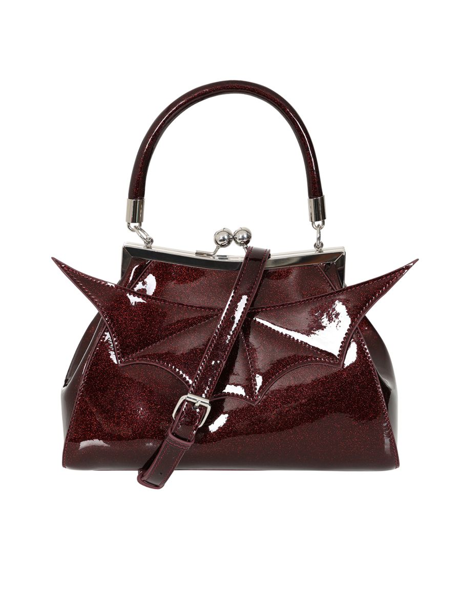 Burgundy ELVIRA SHIMMER HANDBAG