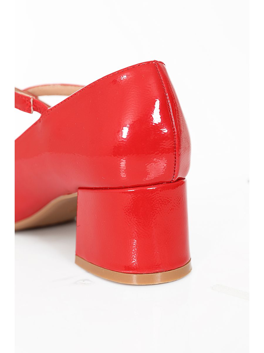 Good Day Sweetheart Banned Shoes - Classic Crossed Straps Block Heel Pumps with Patent Upper-Red