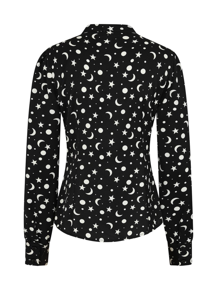 1960's Banned Retro My Moon and Stars black blouse-Black