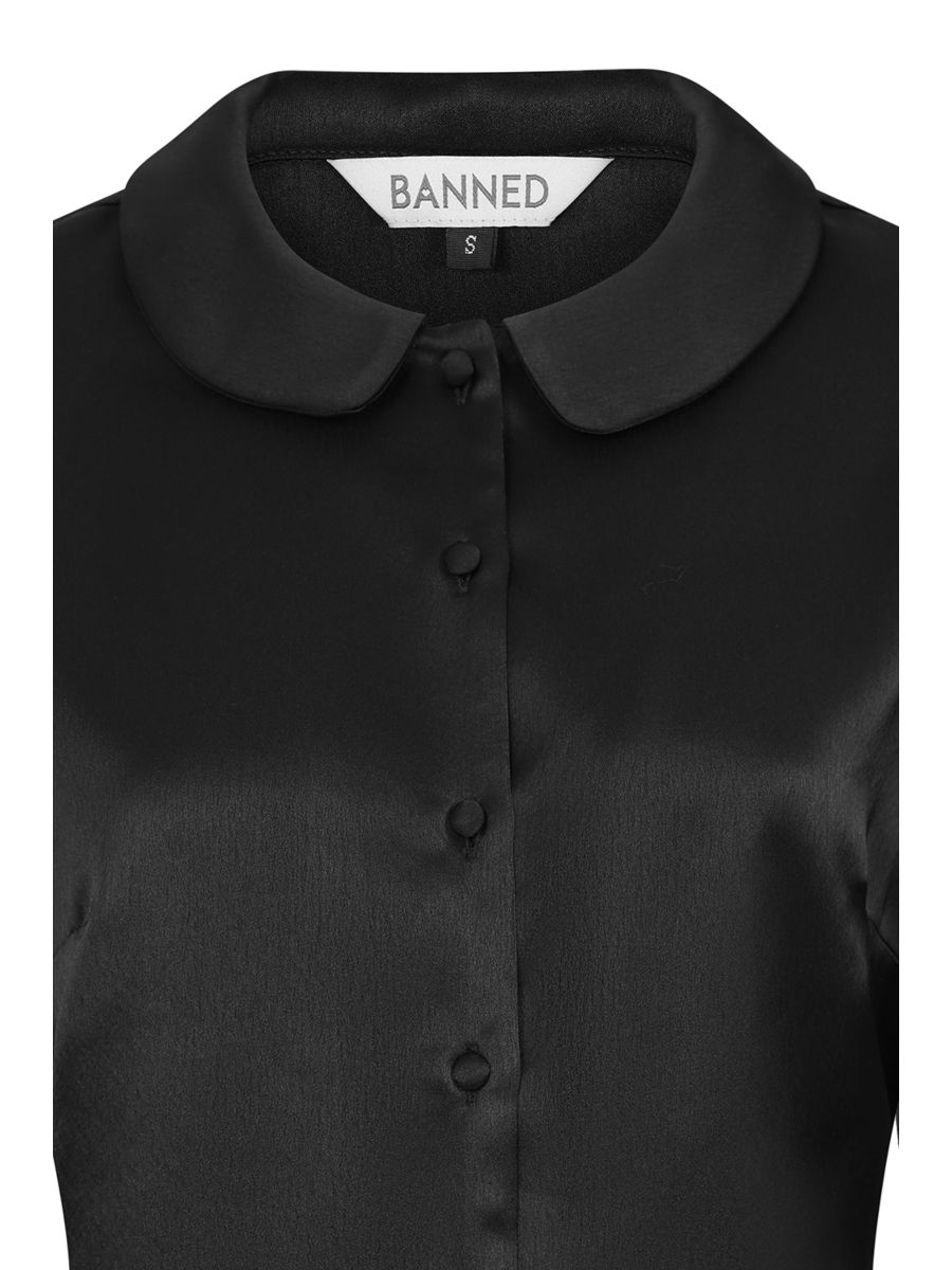 1950's Banned Retro Francesca black blouse-Black