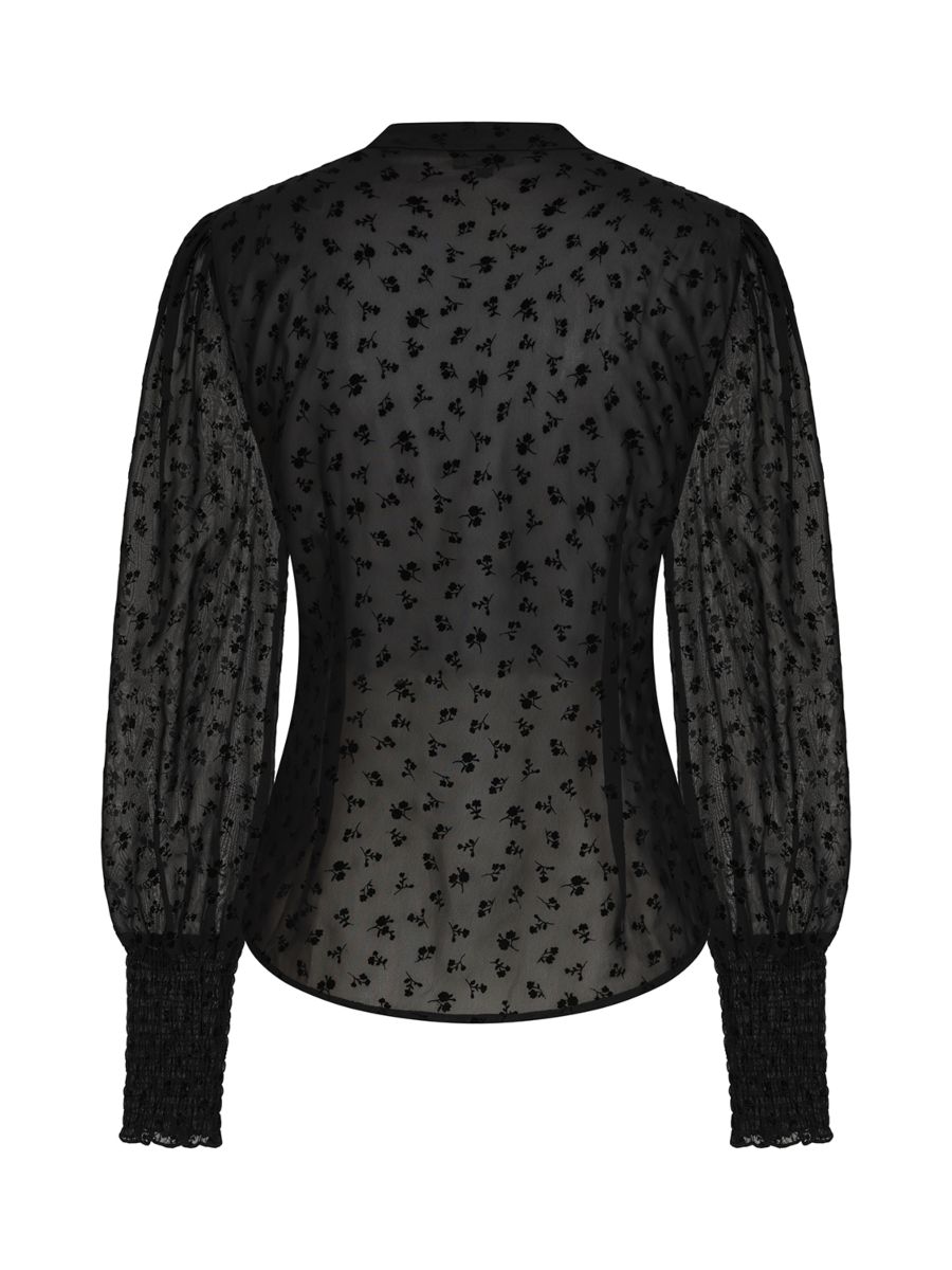 1950's Banned Retro Florence Floral night black blouse-Black