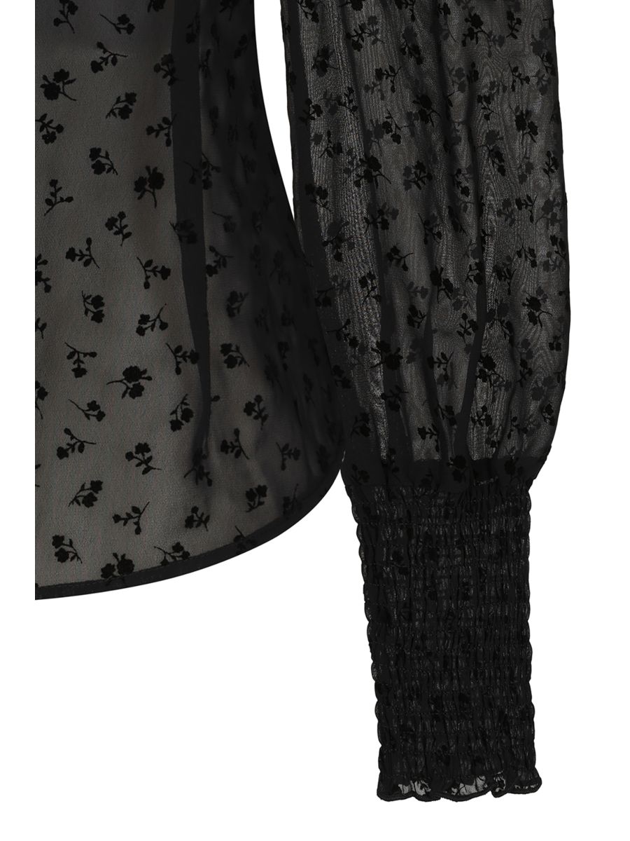1950's Banned Retro Florence Floral night black blouse-Black