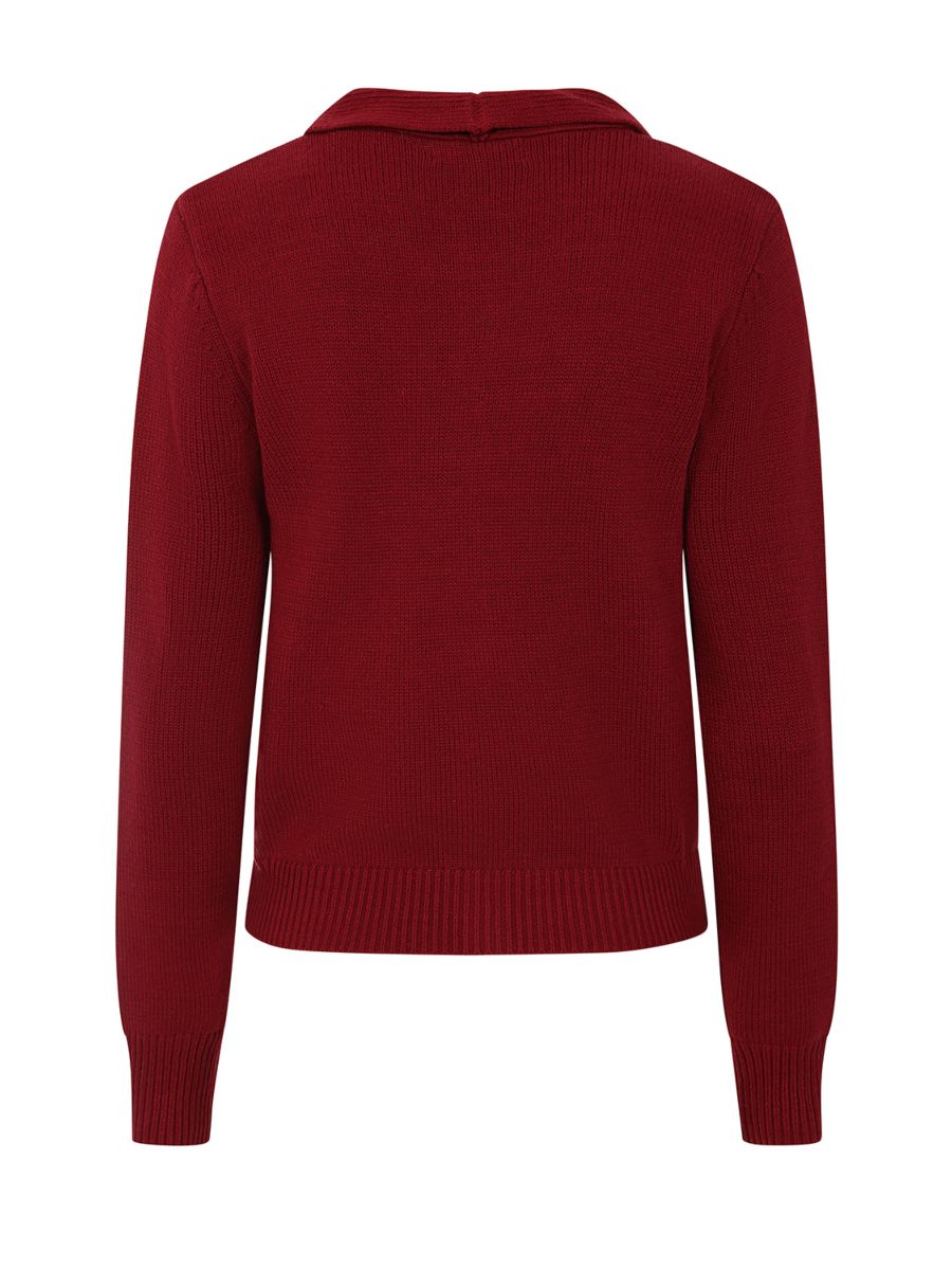 1940's Banned Retro Katy Knot Burgundy knit cardigan-Burgundy