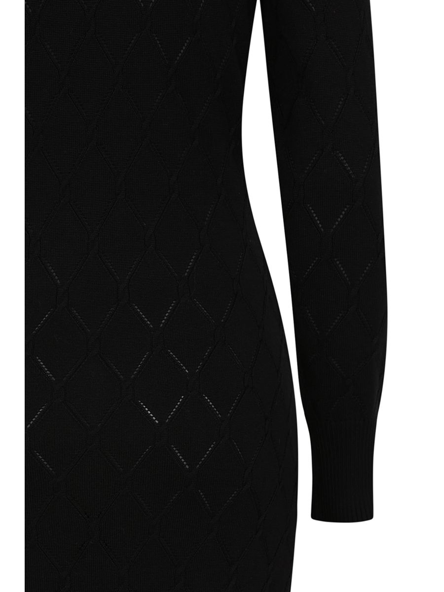 Banned Retro Ada diamond perforation knit dress-Black