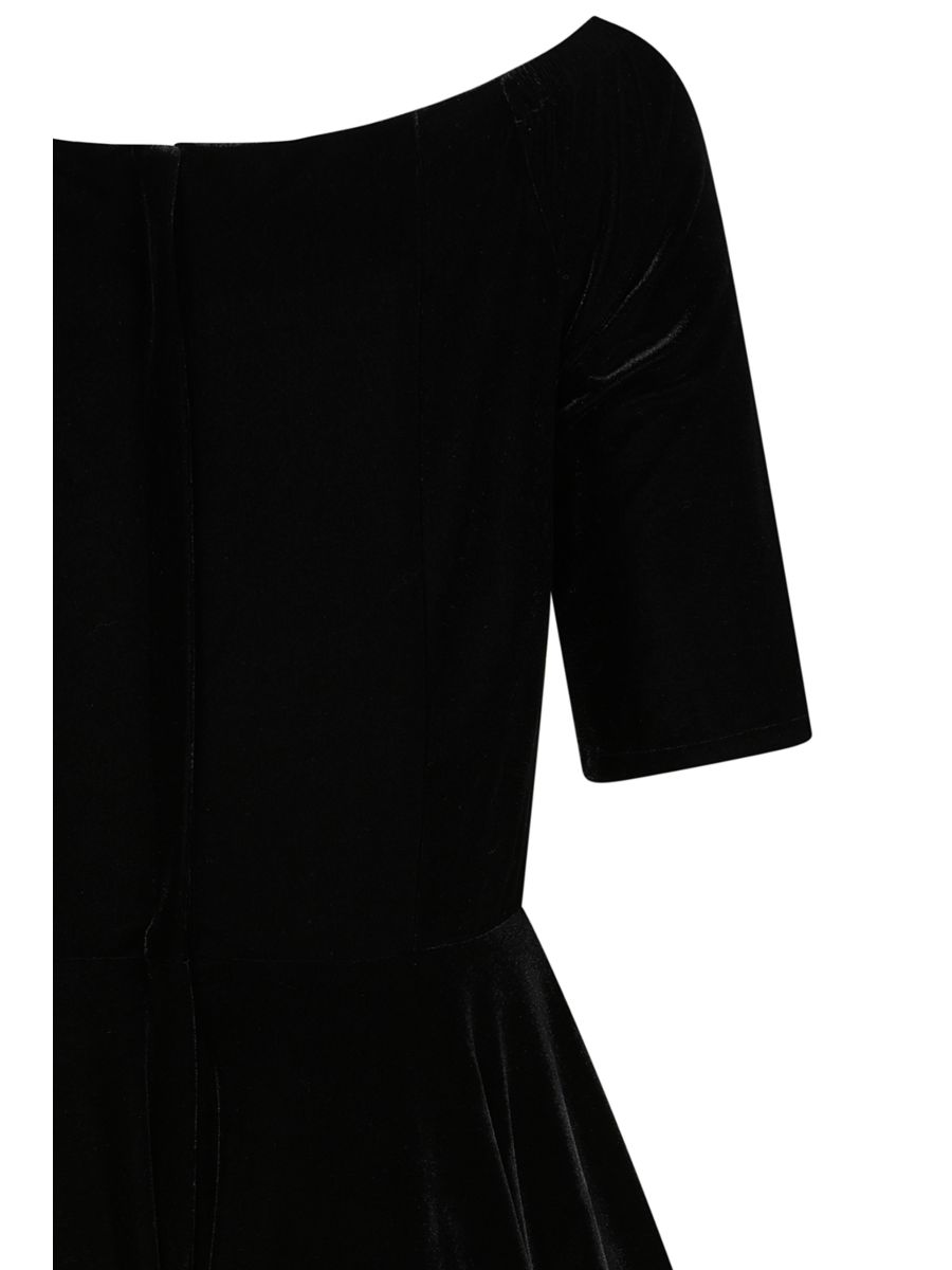 BANNED Retro Amalia Off-Shoulder Velvet Swing Dress-Black