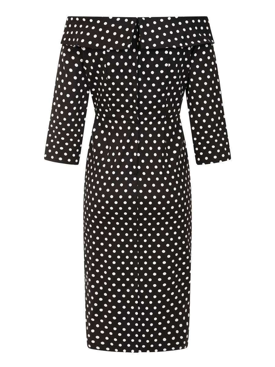 BANNED RETRO Terry Polka Dot BLACK Pencil Dress-Black