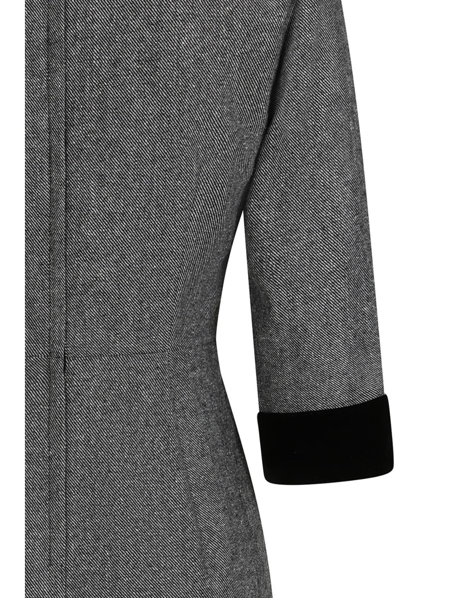 Banned Sylvia Herringbone Pencil Dress - Vintage 50s Secretary Style Office Dress-Grey
