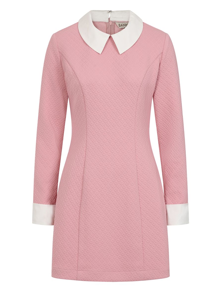 Banned Vera 60s Mini Dress - Retro Style Peter Pan Collar Dress-Pink