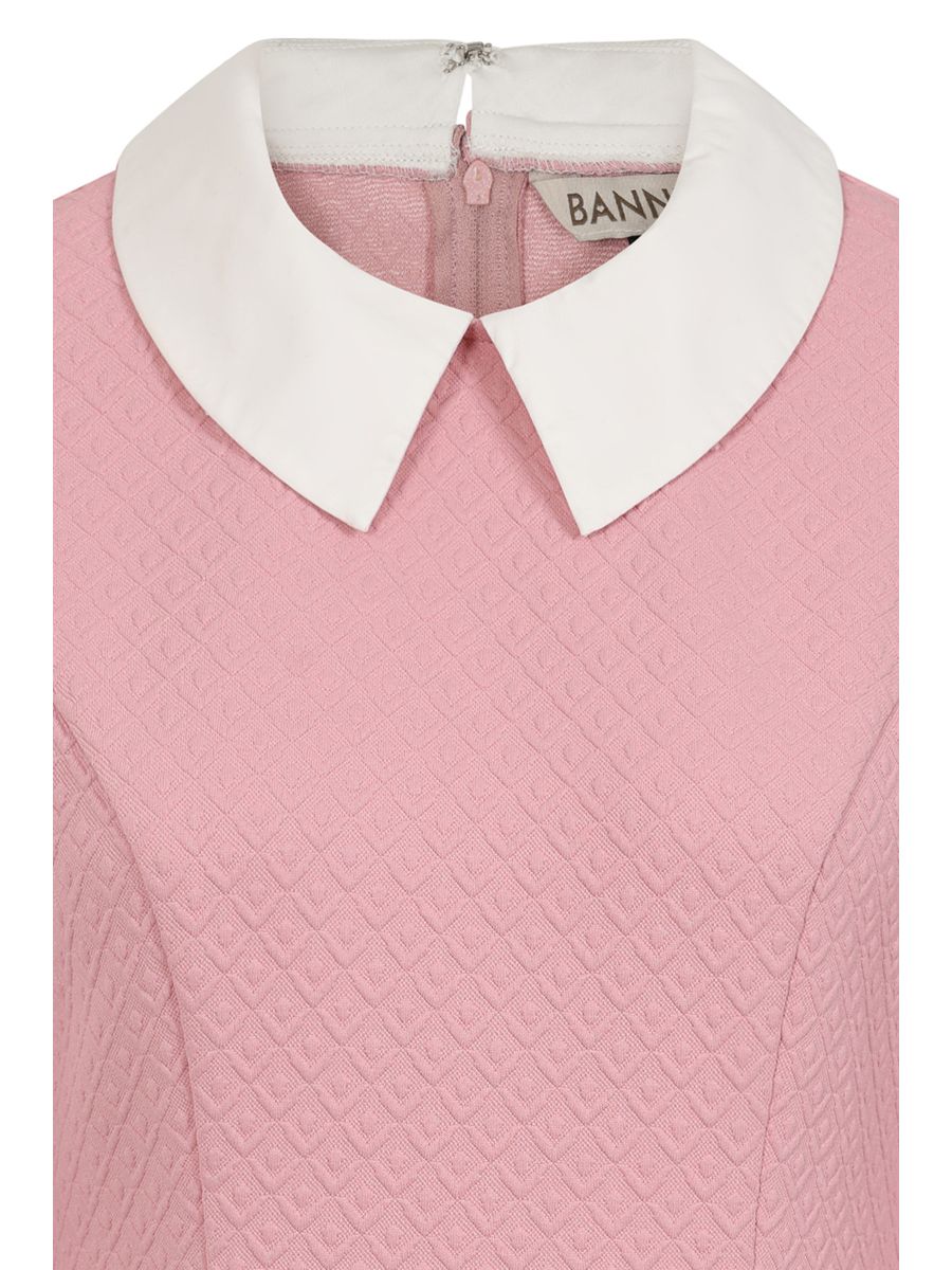 Banned Vera 60s Mini Dress - Retro Style Peter Pan Collar Dress-Pink
