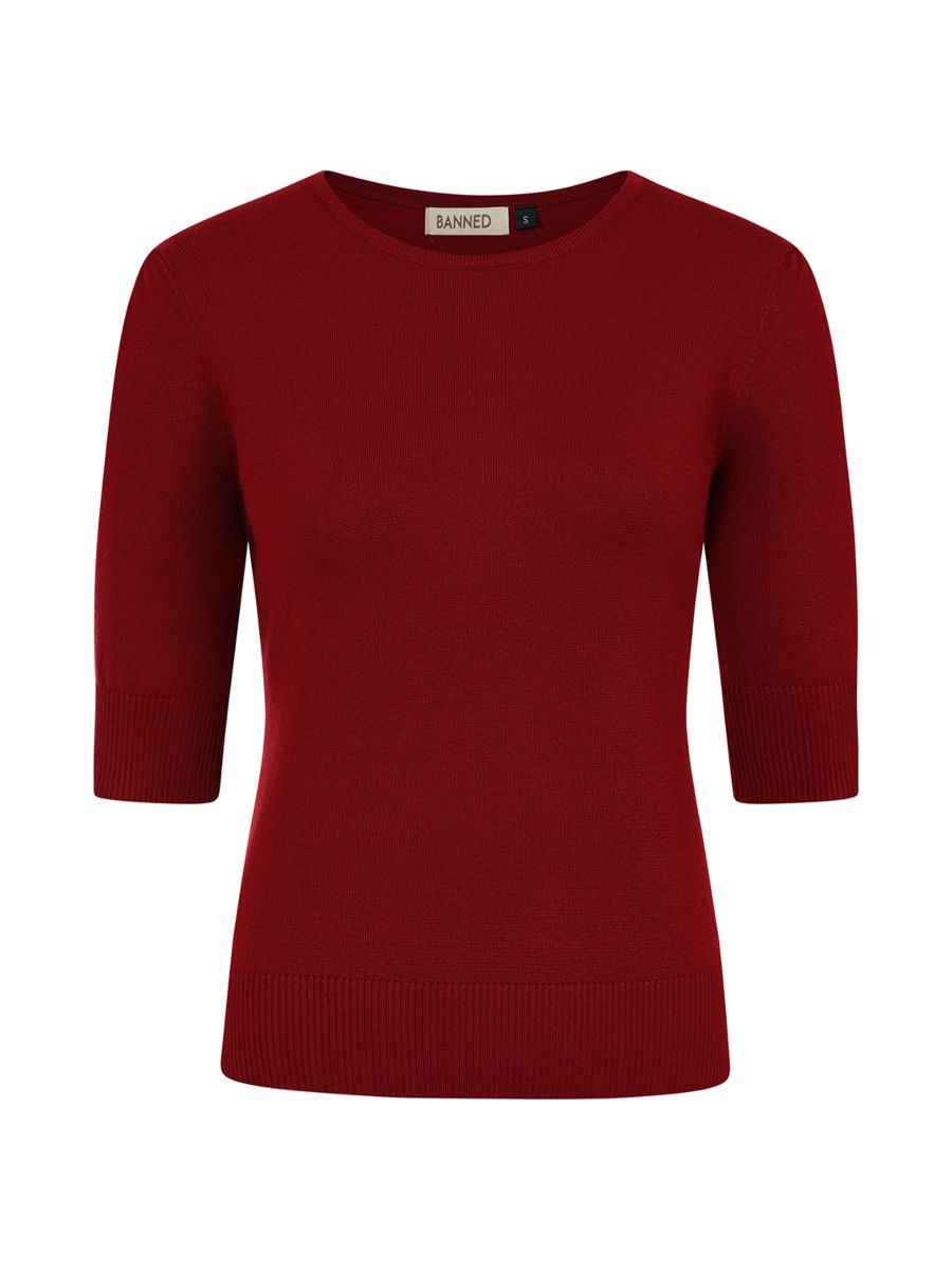 1950's Banned Retro Grace jumper-Burgundy