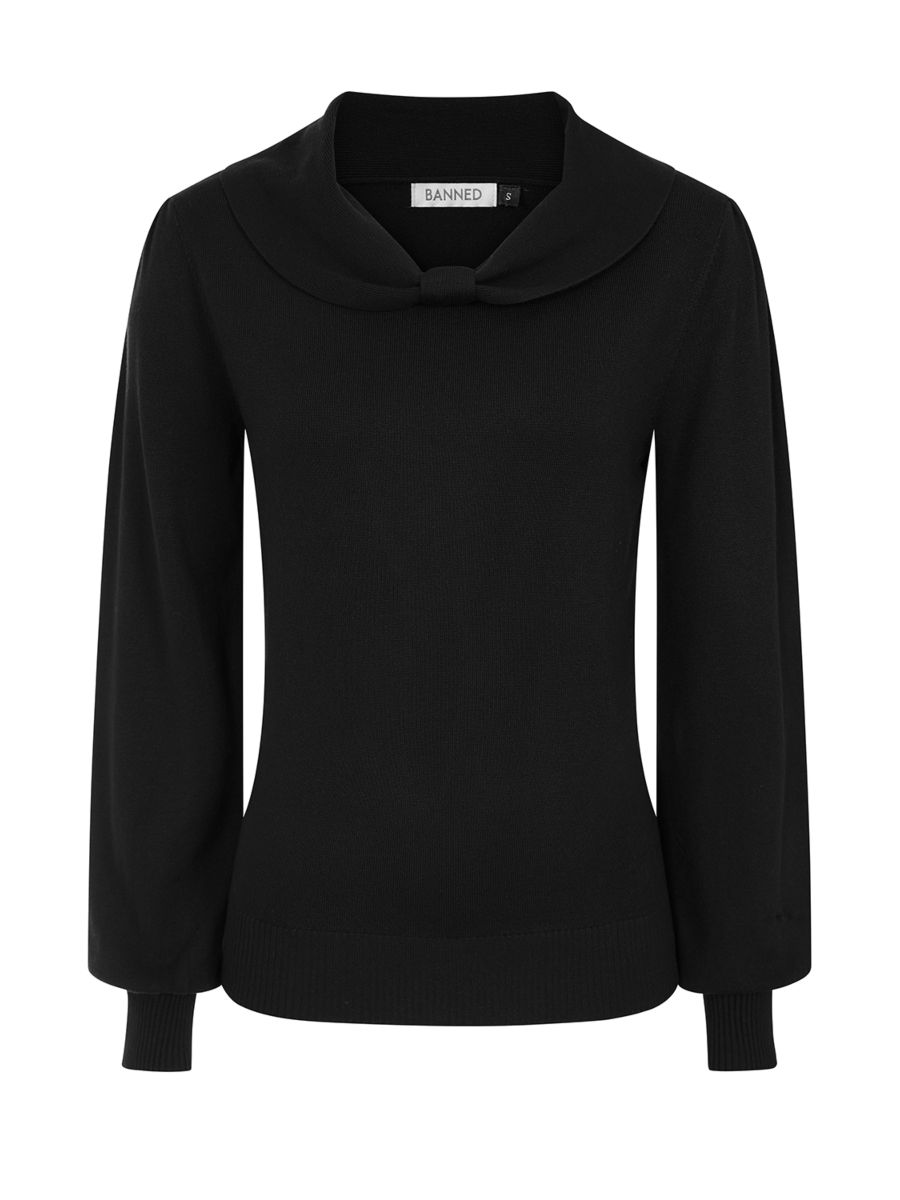 1950's Banned Retro Betsy Bow Jumper-Black
