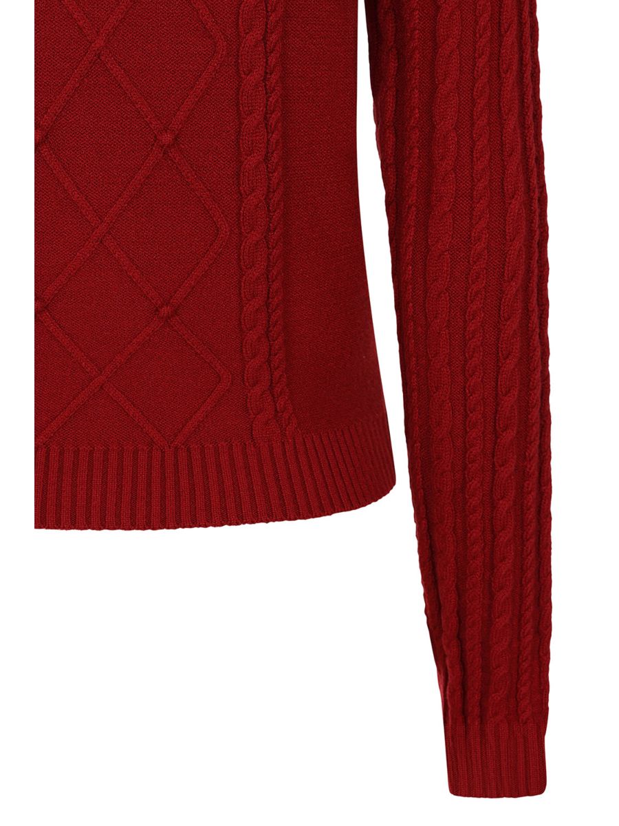 Banned Mona Cable Knit Jumper - 40s Style Vintage Sweater-Red