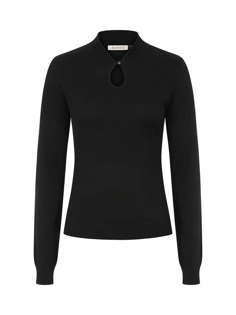 Banned's Mara High-Neck Teardrop Cutout Jumper -Black