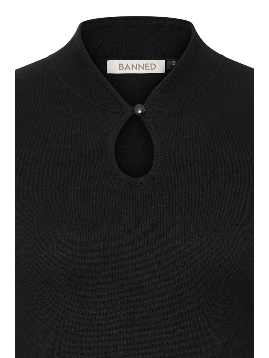 Banned's Mara High-Neck Teardrop Cutout Jumper -Black