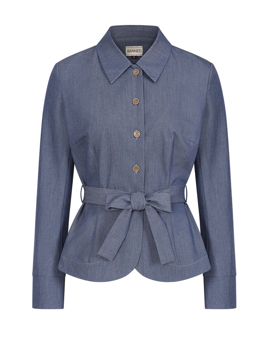 Banned Retro 1940's Blue Edie Jacket-Blue