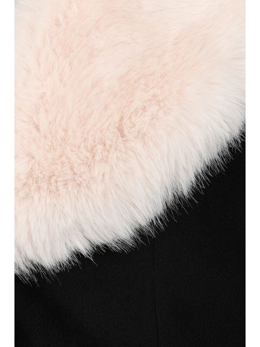 Banned Martha Fur Trim Swing Coat - 50s Style Faux Fur Collar Coat-Black