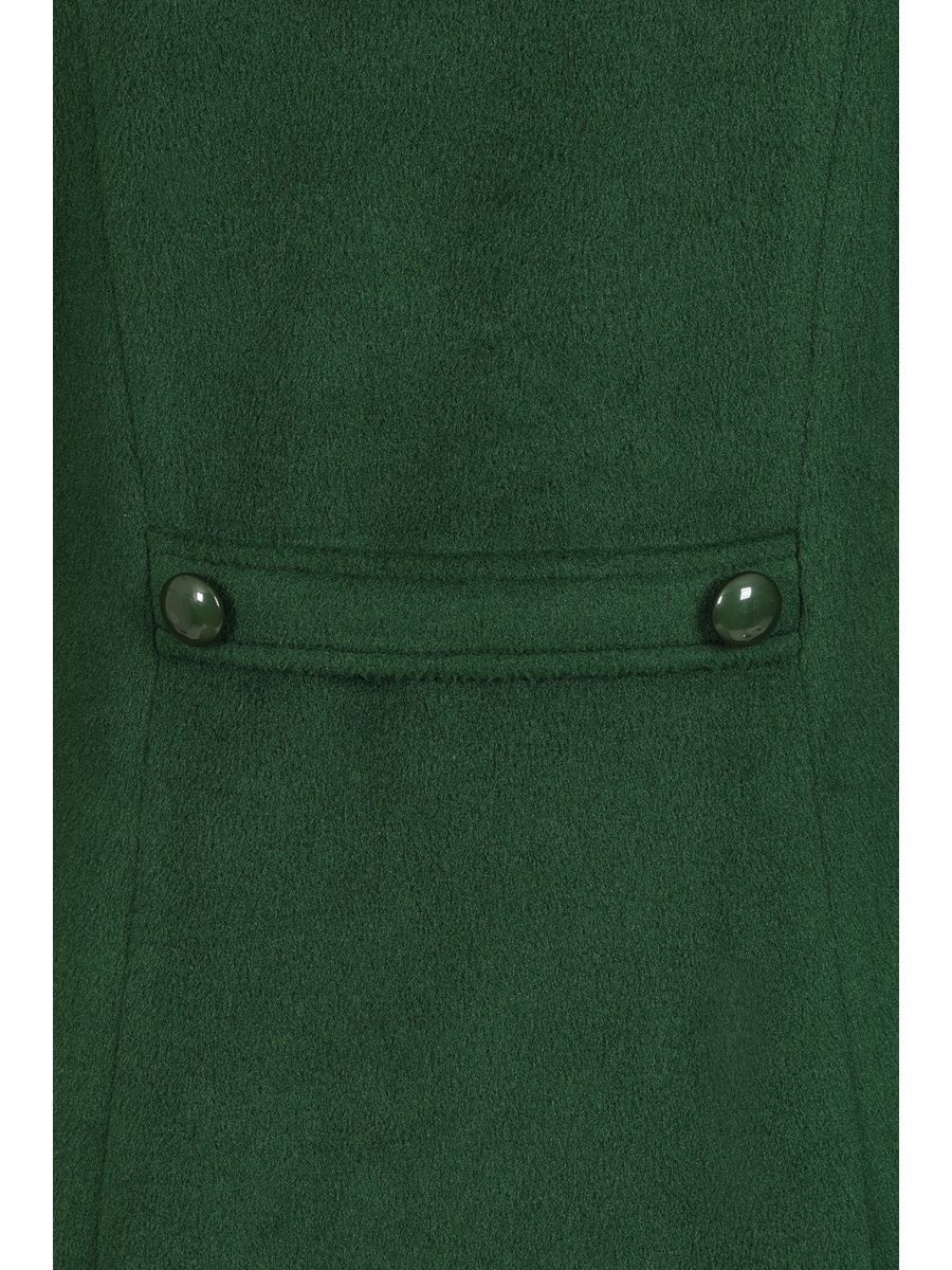 Banned Martha Fur Trim Swing Coat - 50s Style Faux Fur Collar Coat-Green