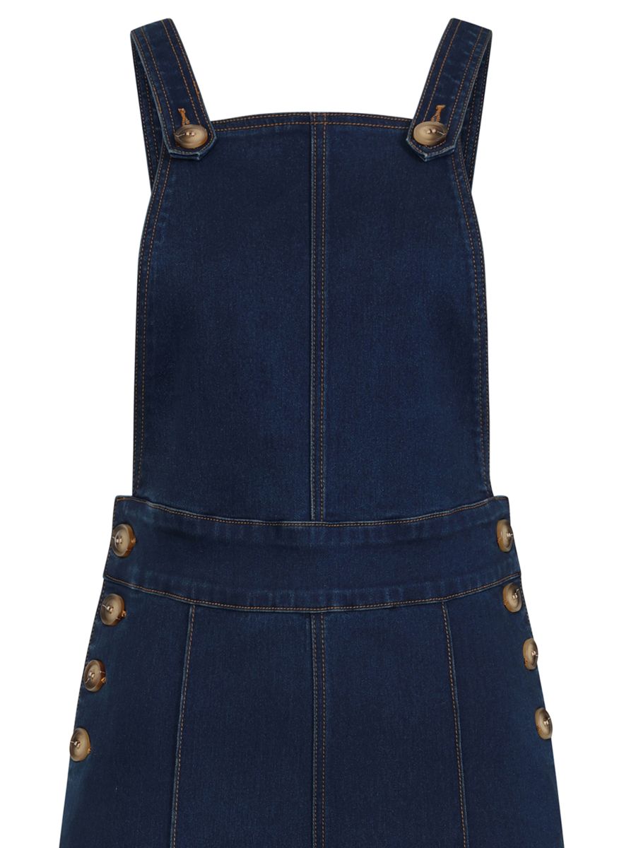 Banned Tamara Palazzo Dungarees - 40s Style Wide Leg Denim Overalls-Denim/Blue