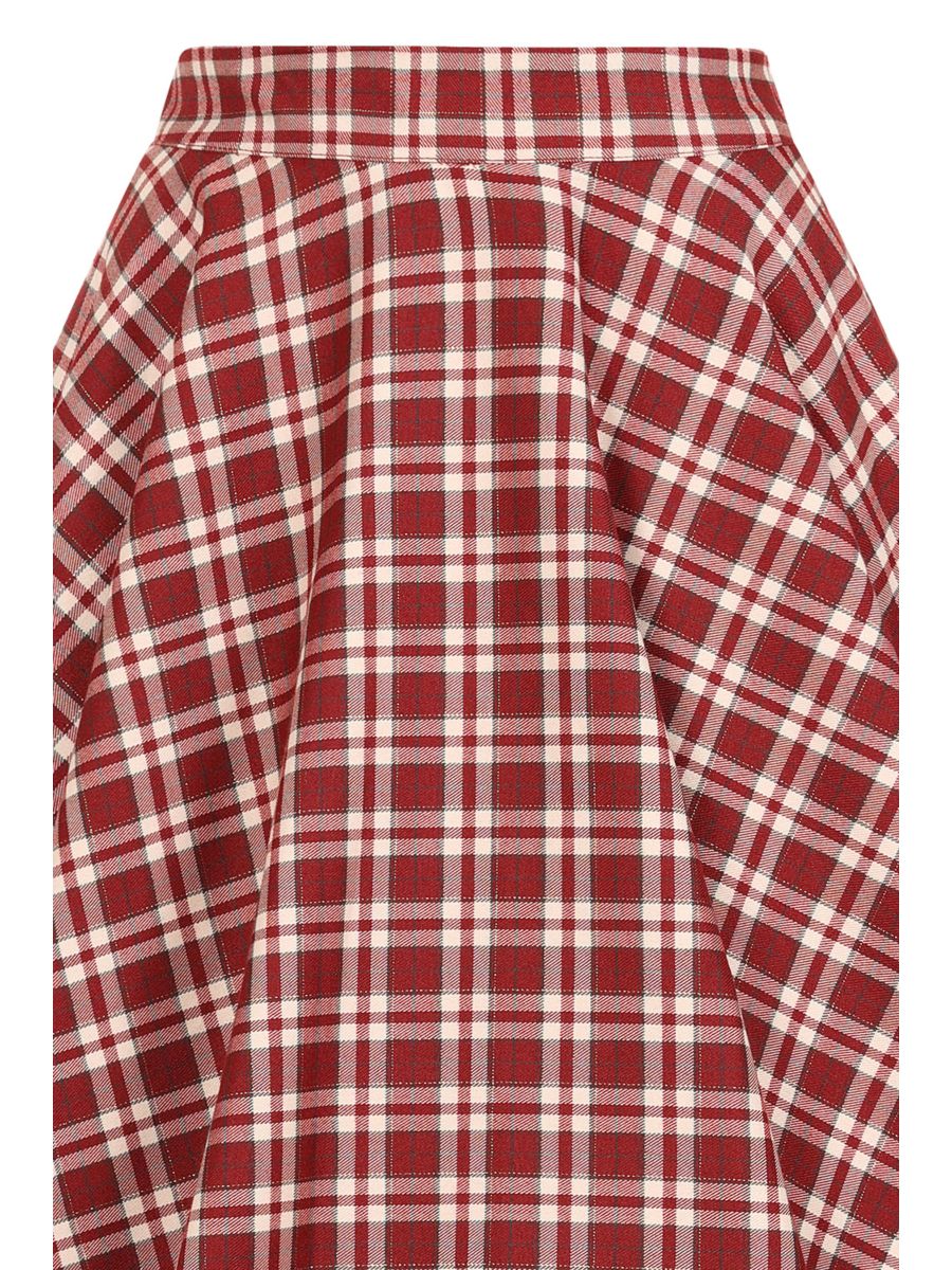 1950's Banned Retro Cary Burgundy check swing skirt-Burgundy