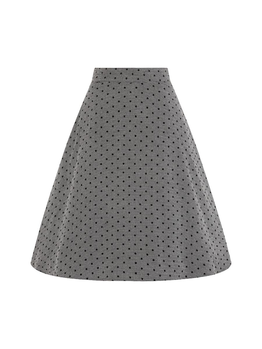 1950's Banned Retro Annie Rose spot texture swing skirt-Black/White