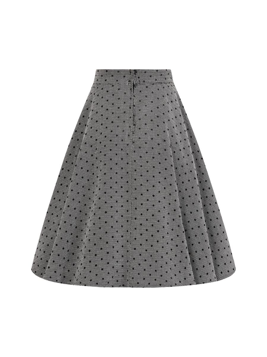 1950's Banned Retro Annie Rose spot texture swing skirt-Black/White