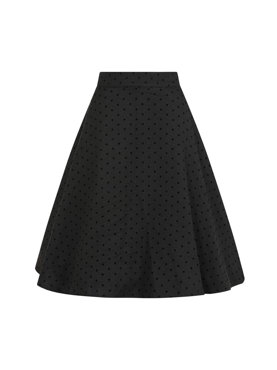 1950's Banned Retro Annie Rose spot texture swing skirt-Black
