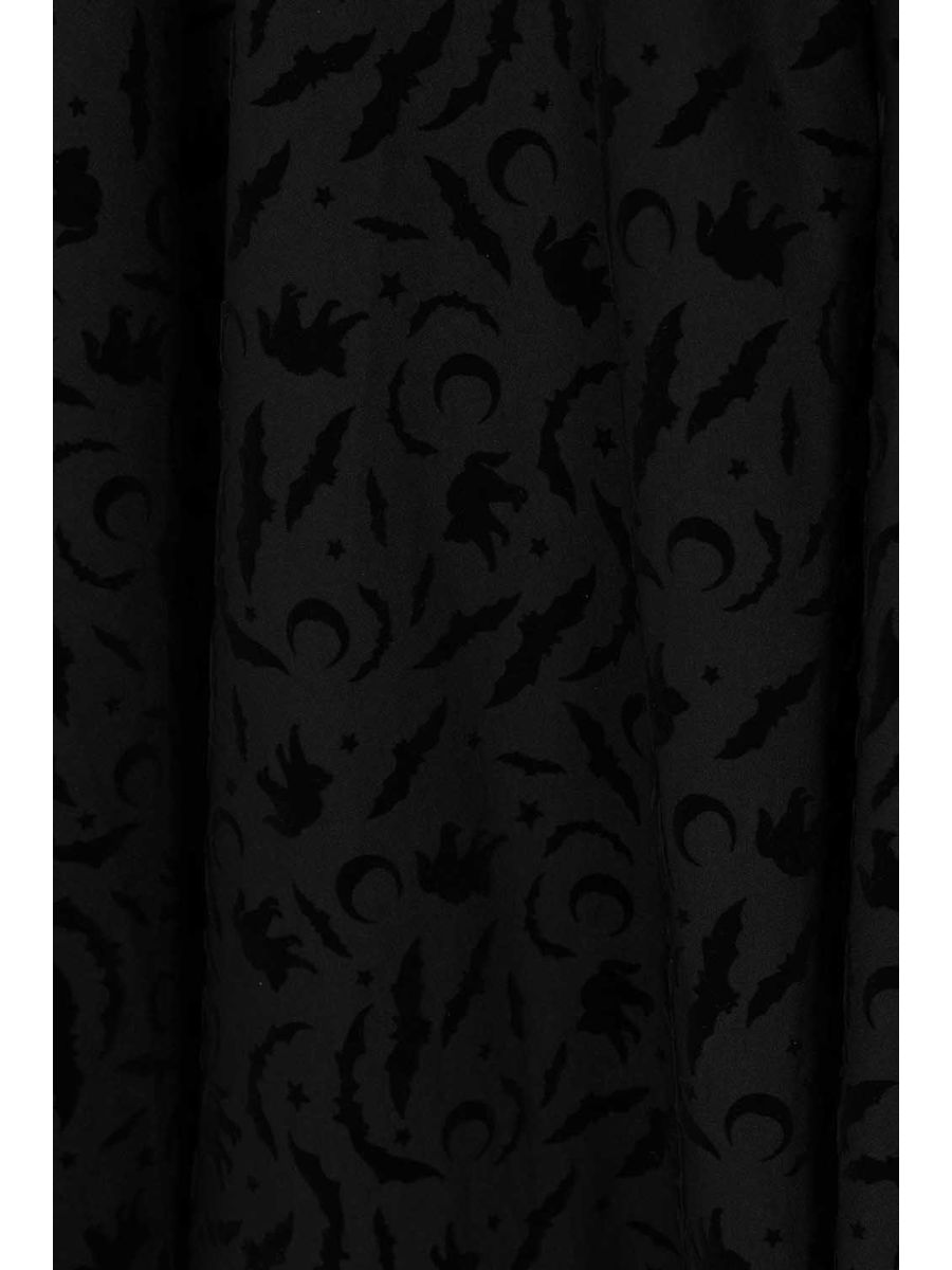 Banned Cecilia Halloween Suspender Skirt - Retro Style Flocked Print Circle Skirt-Black
