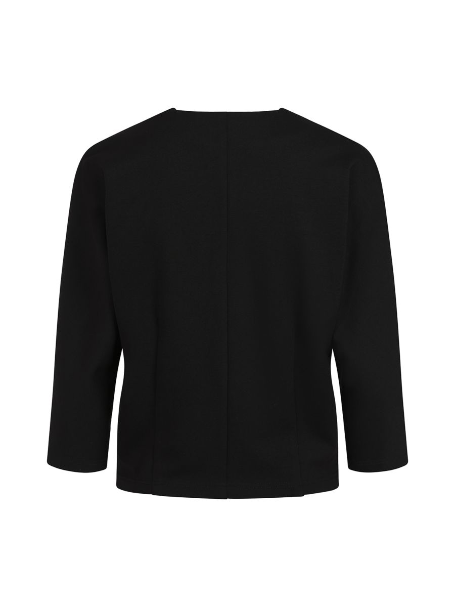 Banned Gilda Jersey Top - 50s Style Gathered Shoulder V-Neck-Black