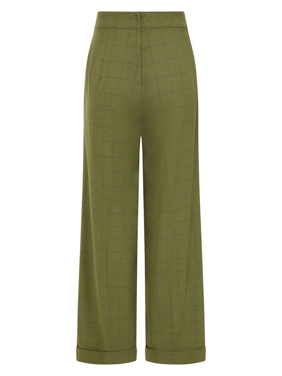 Banned Retro 1950's Style Bonnie Check Green Trouser-Green