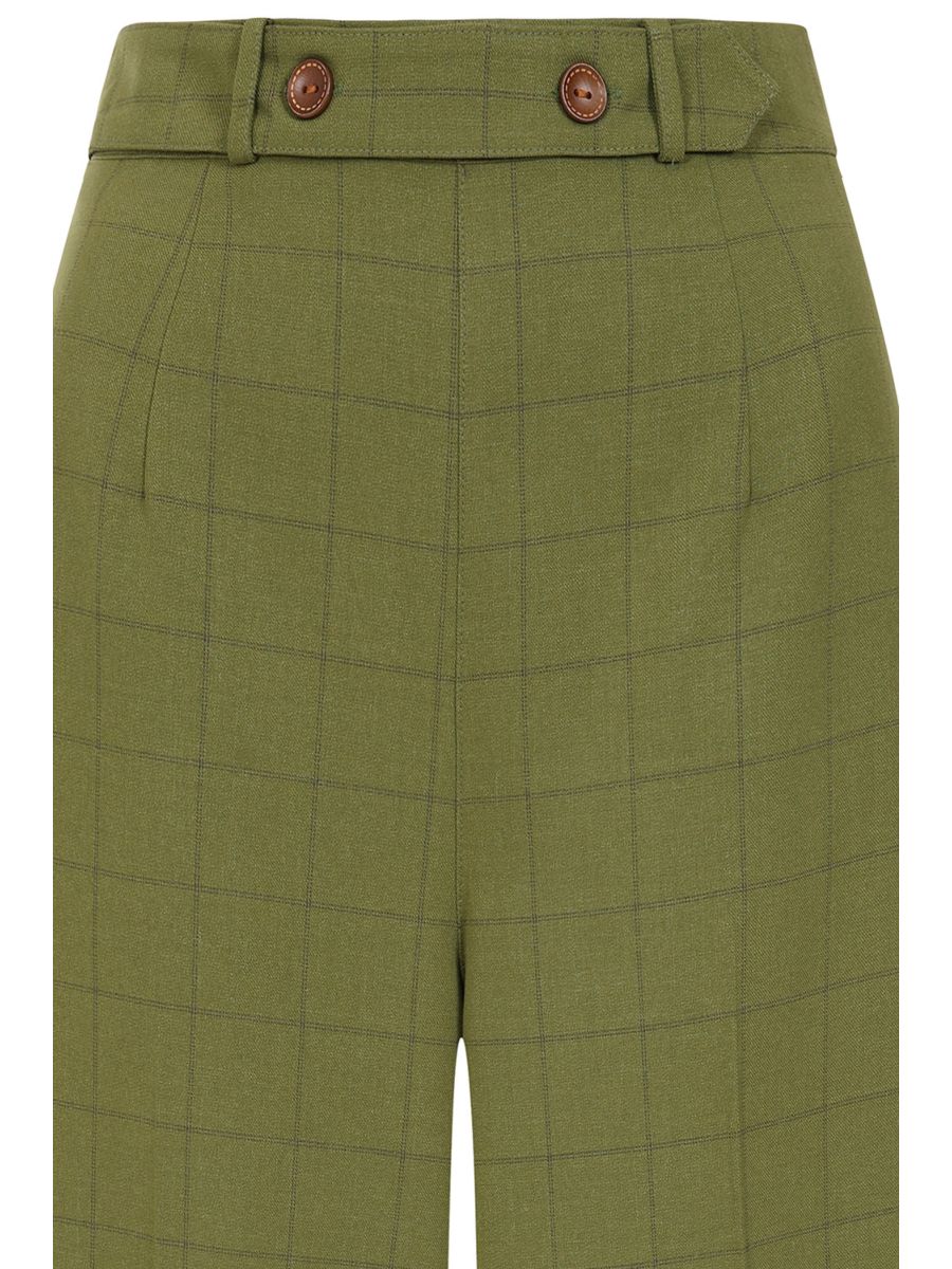 Banned Retro 1950's Style Bonnie Check Green Trouser-Green