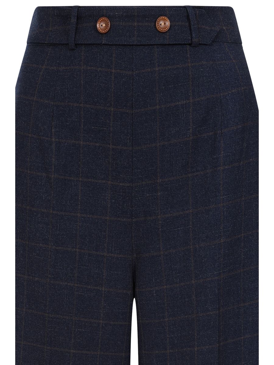 Banned Retro 1950's Style Bonnie Check Green Trouser-Navy