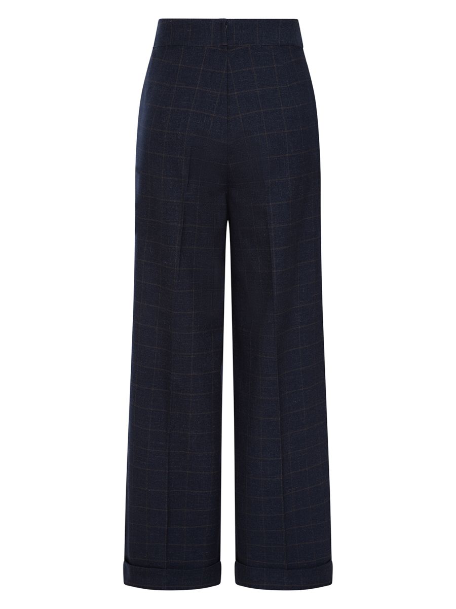 Banned Retro 1950's Style Bonnie Check Green Trouser-Navy