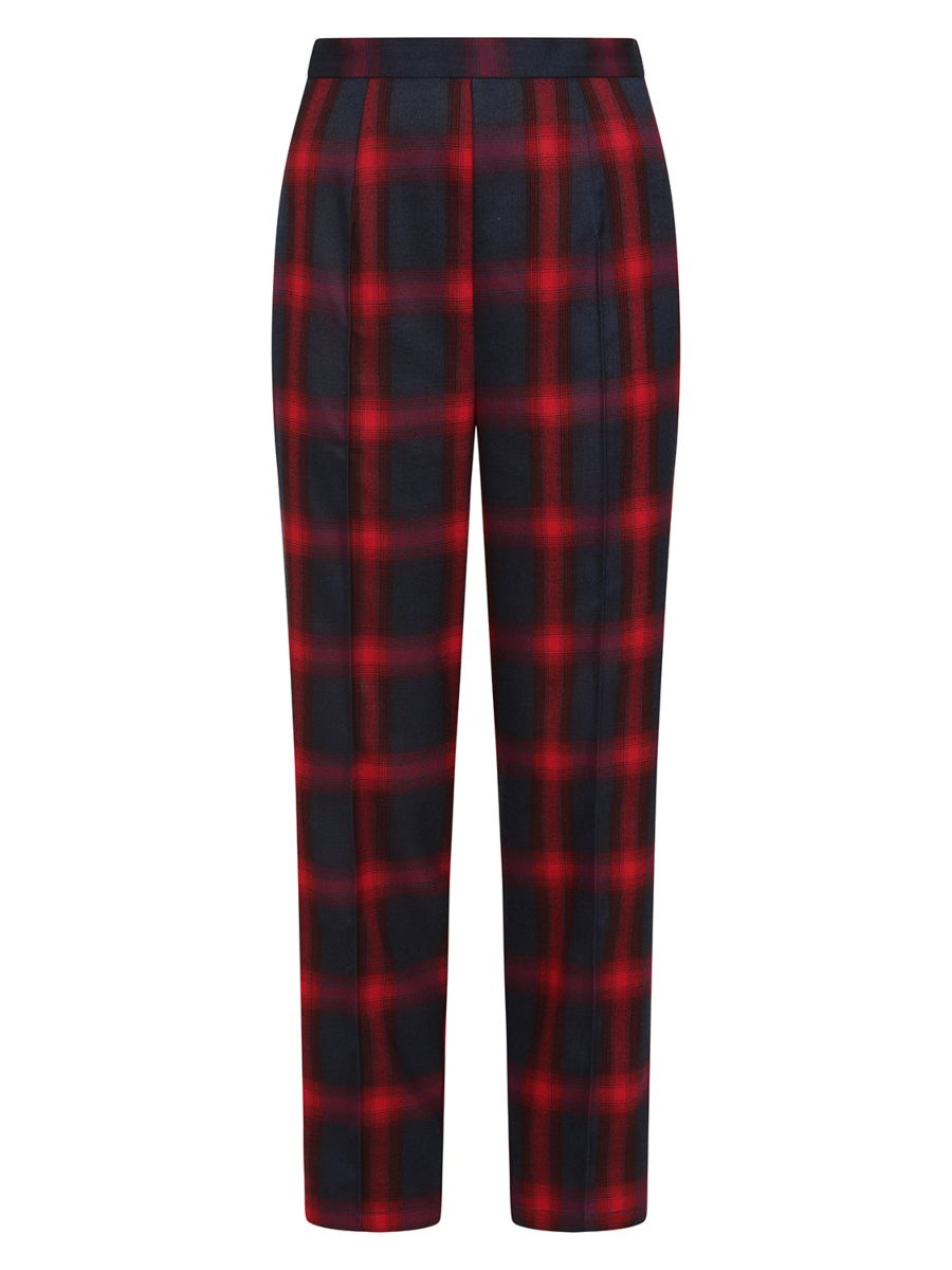 Banned Simona Check Cigarette Trousers - 50s Style Rockabilly Plaid Pants-Red/Blue