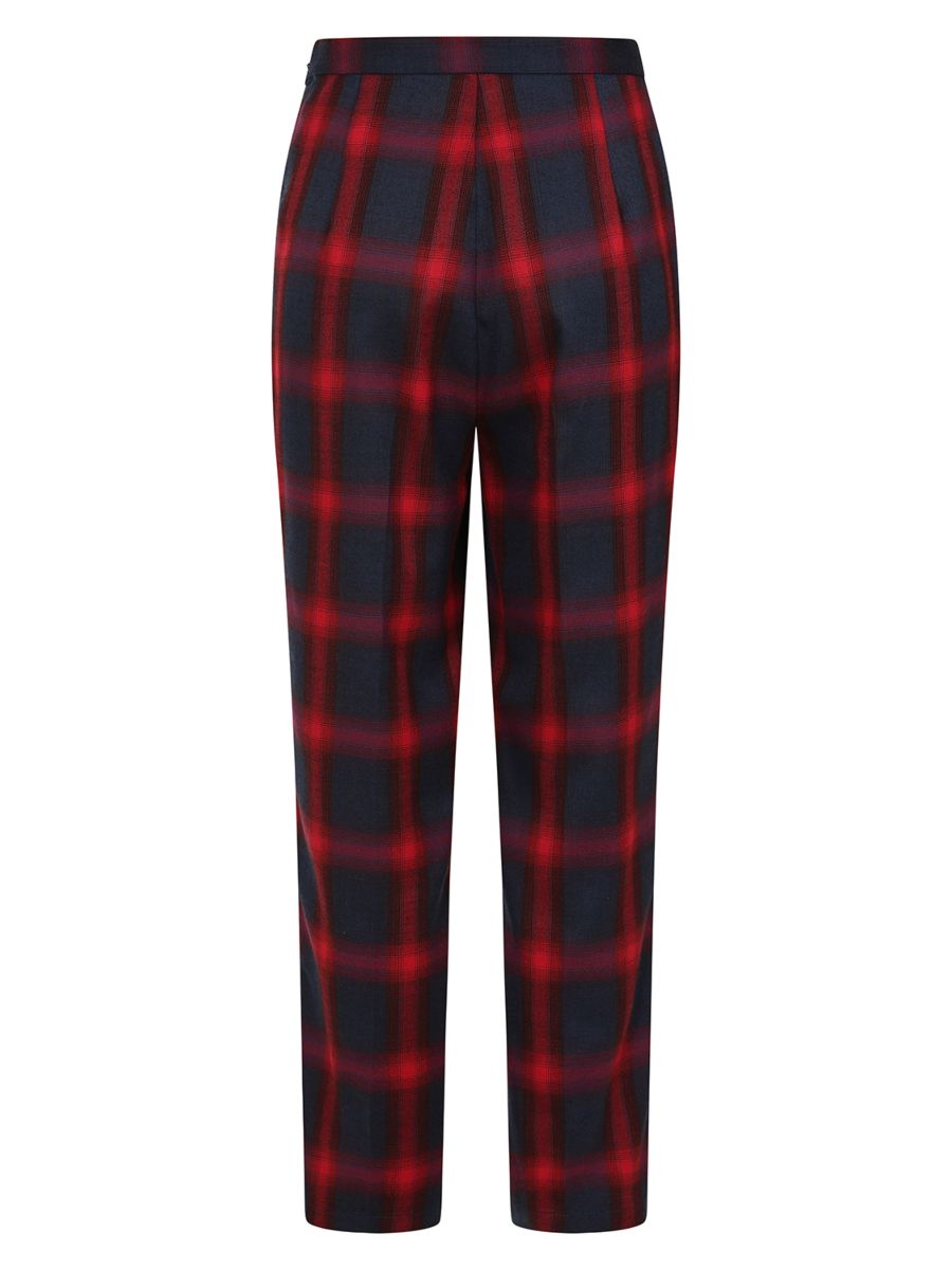 Banned Simona Check Cigarette Trousers - 50s Style Rockabilly Plaid Pants-Red/Blue