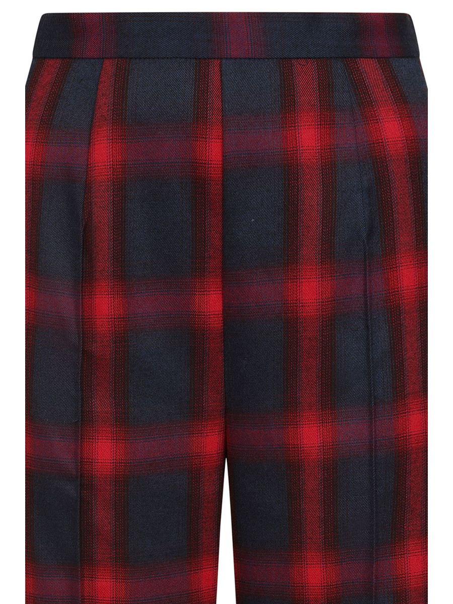 Banned Simona Check Cigarette Trousers - 50s Style Rockabilly Plaid Pants-Red/Blue