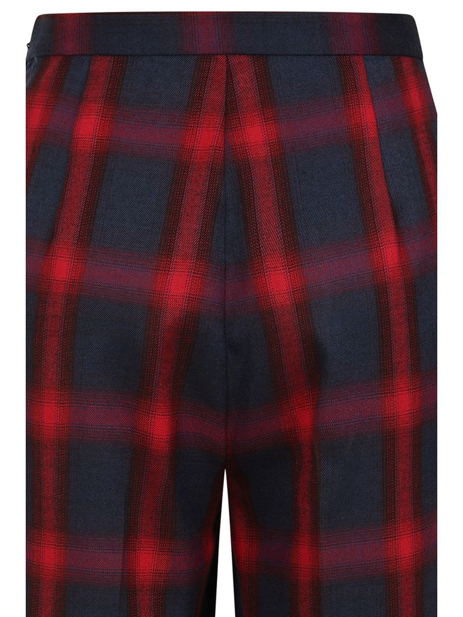 Banned Simona Check Cigarette Trousers - 50s Style Rockabilly Plaid Pants-Red/Blue