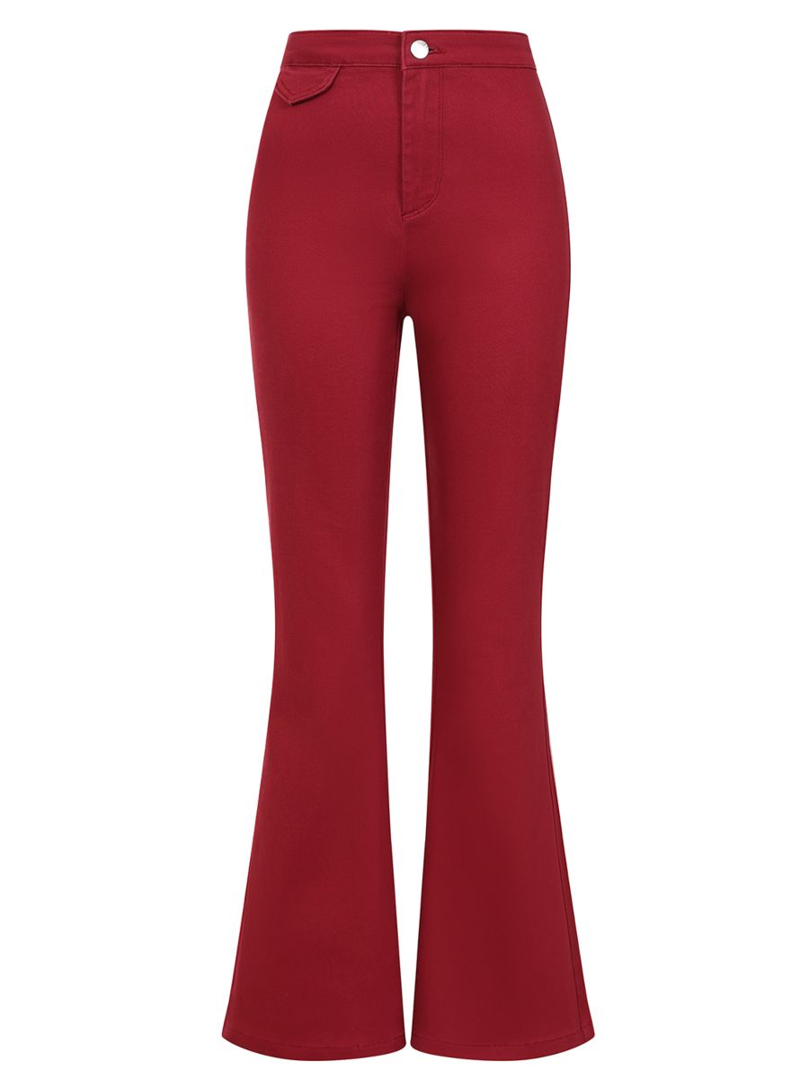 1960's Banned Retro Roisin Beige Trouser-Burgundy