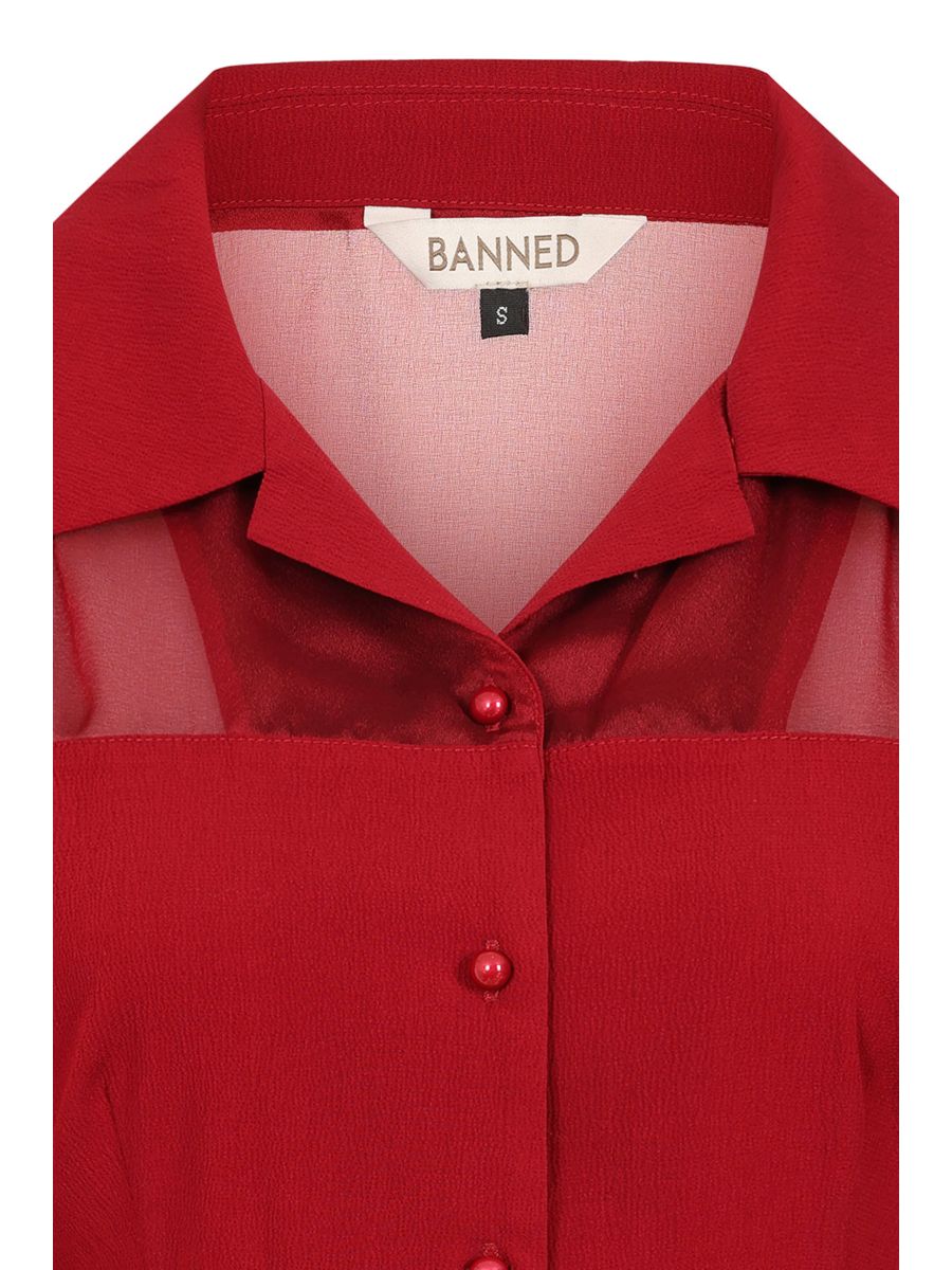 Banned Retro 1950's Mina Black blouse-Burgundy