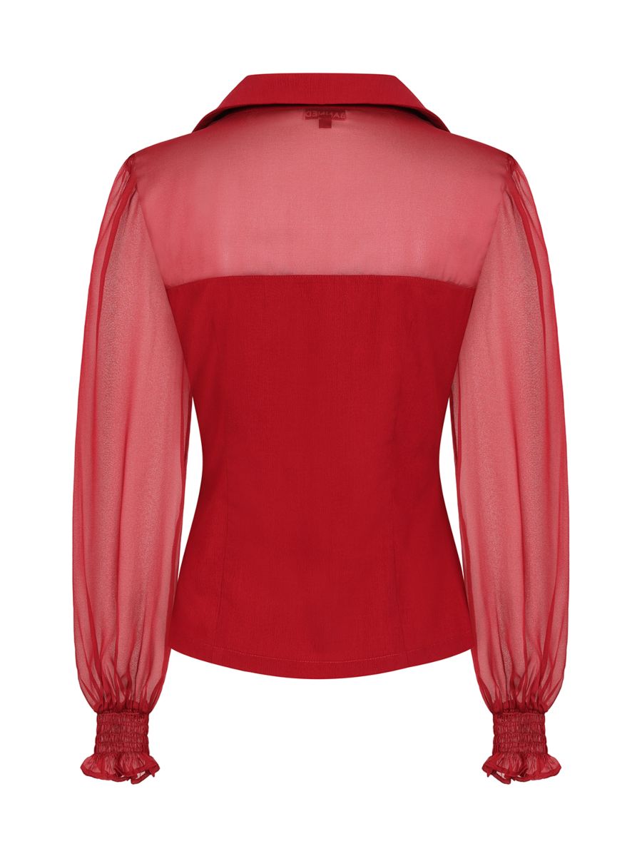 Banned Retro 1950's Mina Black blouse-Burgundy