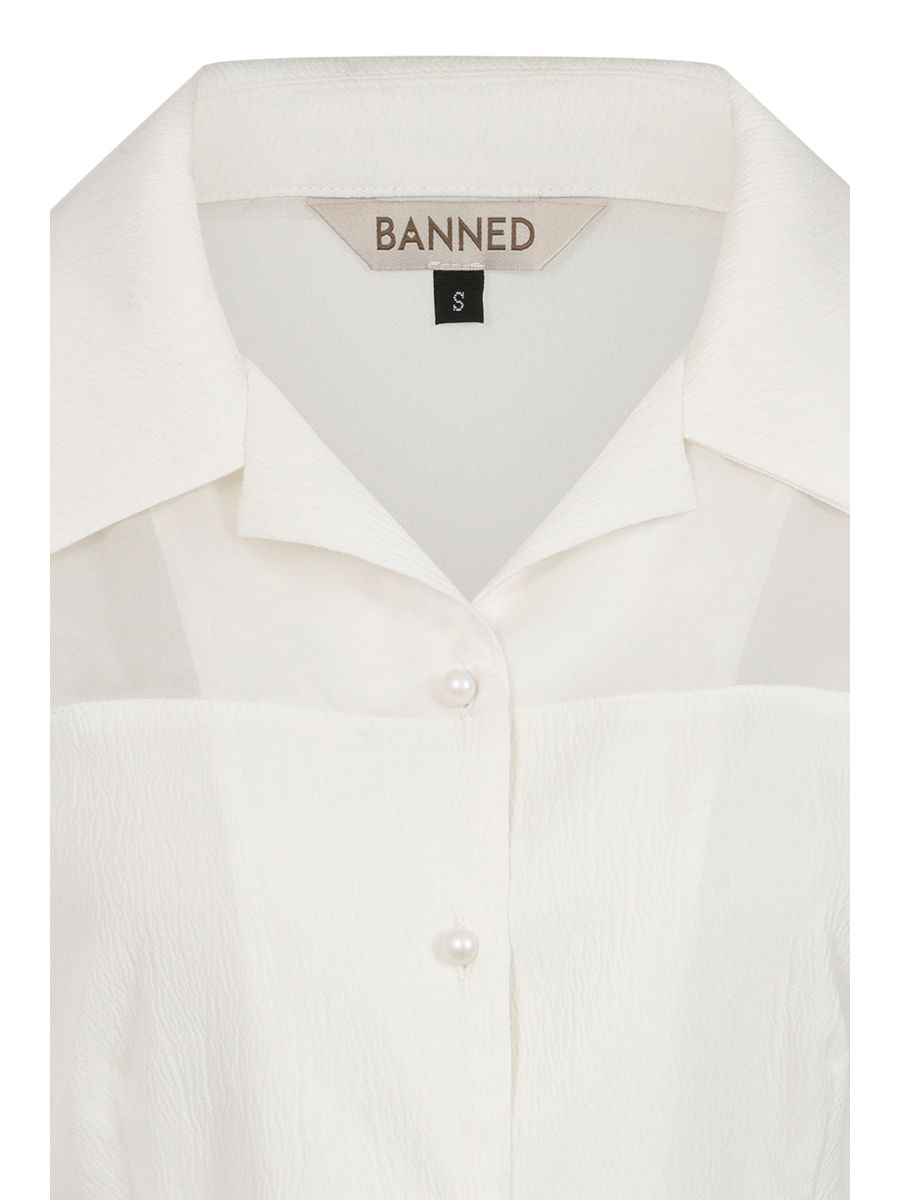 Banned Retro 1950's Mina Black blouse-White