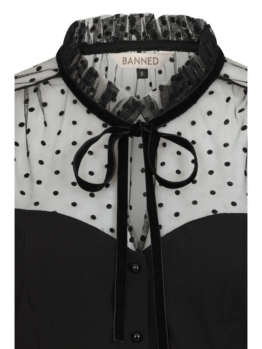 Banned Retro 1950's Luna Black blouse-Black